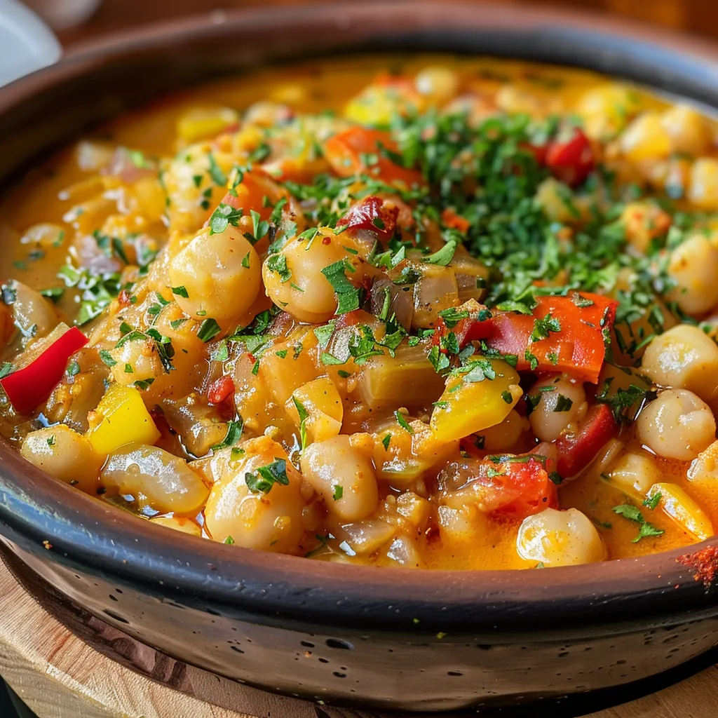 Side view of cuscuz marroquino garnished with vibrant vegetables and herbs.
