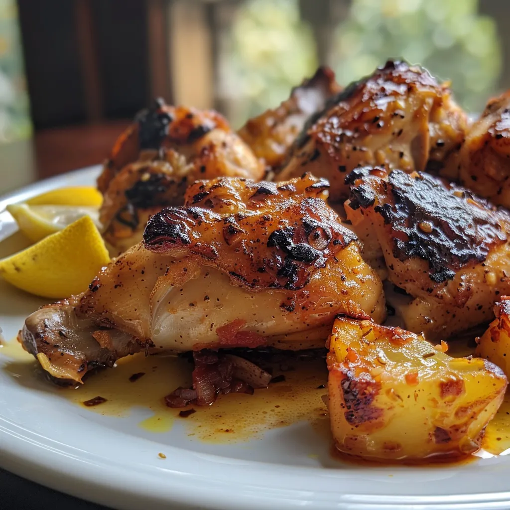 Close-up de filés de peito de frango grelhados com molho cremoso ao lado de acompanhamentos.