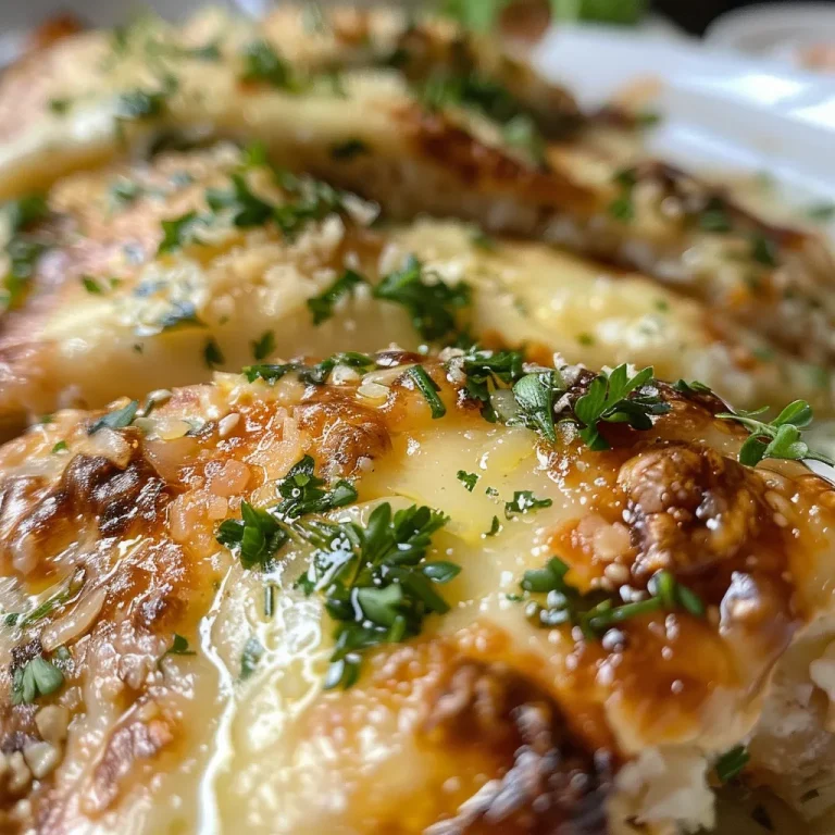 Peito de frango gratinado com queijo e ervas, apresentado em um prato raso.