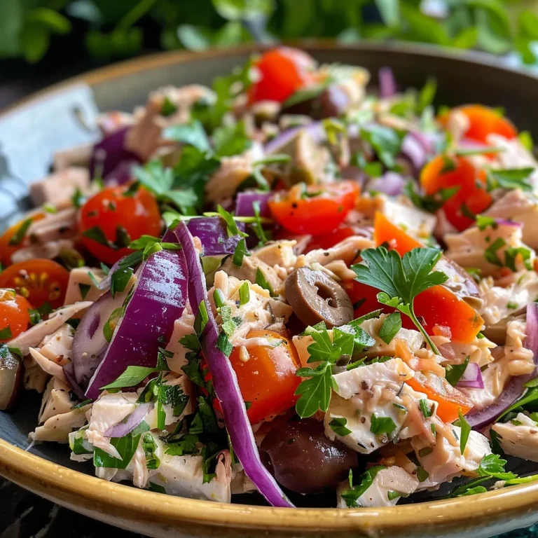 Salada com Atum: Uma Explos o de Sabor e Frescor na Sua Mesa! Close-up view of a vibrant salad with tuna and fresh vegetables.