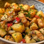 Close-up of a fresh Salada de batata e frango with vibrant colors.