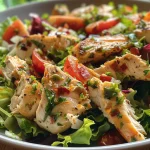 Salada de frango desfiado com cenoura, apresentada em um prato colorido.