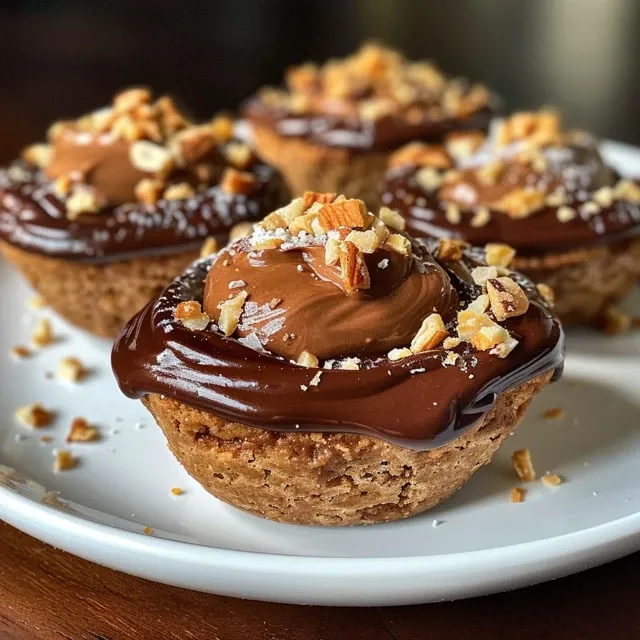 Del cias Congeladas: Copinhos de Manteiga de Amendoim com Nutella para Ado ar Seu Dia Close-up view of frozen peanut butter Nutella cups with a rich texture.