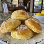 Close-up of delicious lemon bar cookie cups with a golden crust.