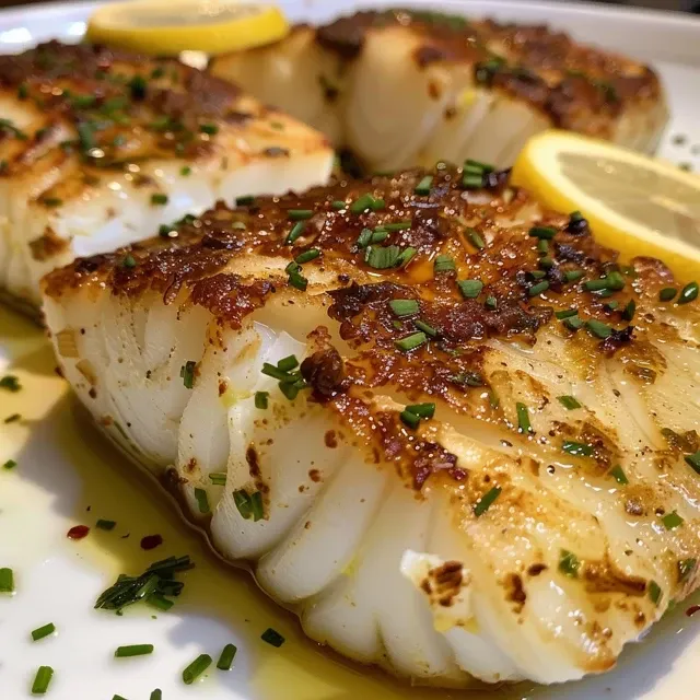 Descubra o Sabor do Bacalhau Grelhado com Lim o e Alho que Vai Alegrar Seu Dia! Filletes de bacalhau grelhados com limão e alho em uma tábua de madeira.