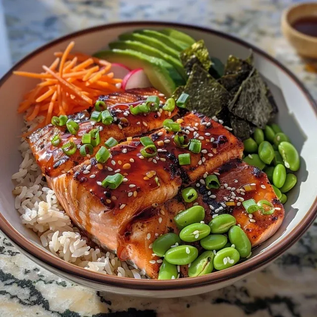 Bowl de Salm o: Uma Experi ncia Gastron mica Colorida e Refrescante Tigela de salmão com ingredientes frescos, vista lateral.