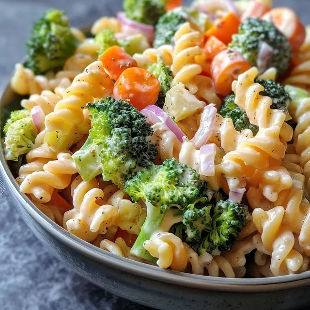Salada de macarrão com tomate cereja, pepino e pimentão amarelo.