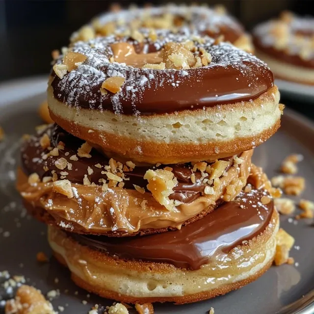 Side view of creamy Nutella and peanut butter cups garnished with nuts.