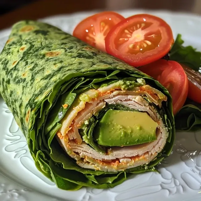 Close-up de um wrap saudável com ingredientes frescos em um prato.