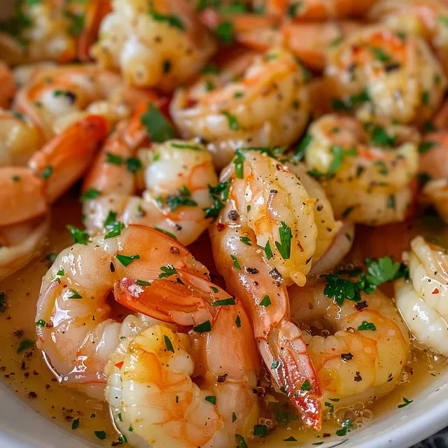 Juicy shrimp sautéed in garlic and butter, sprinkled with Parmesan cheese.
