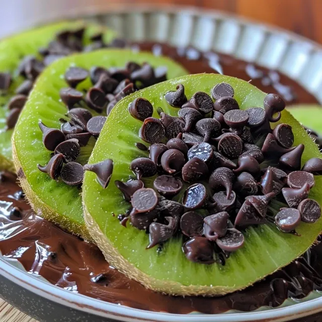 Picolé de kiwi com cobertura de chocolate, mostrando a textura suculenta da fruta.