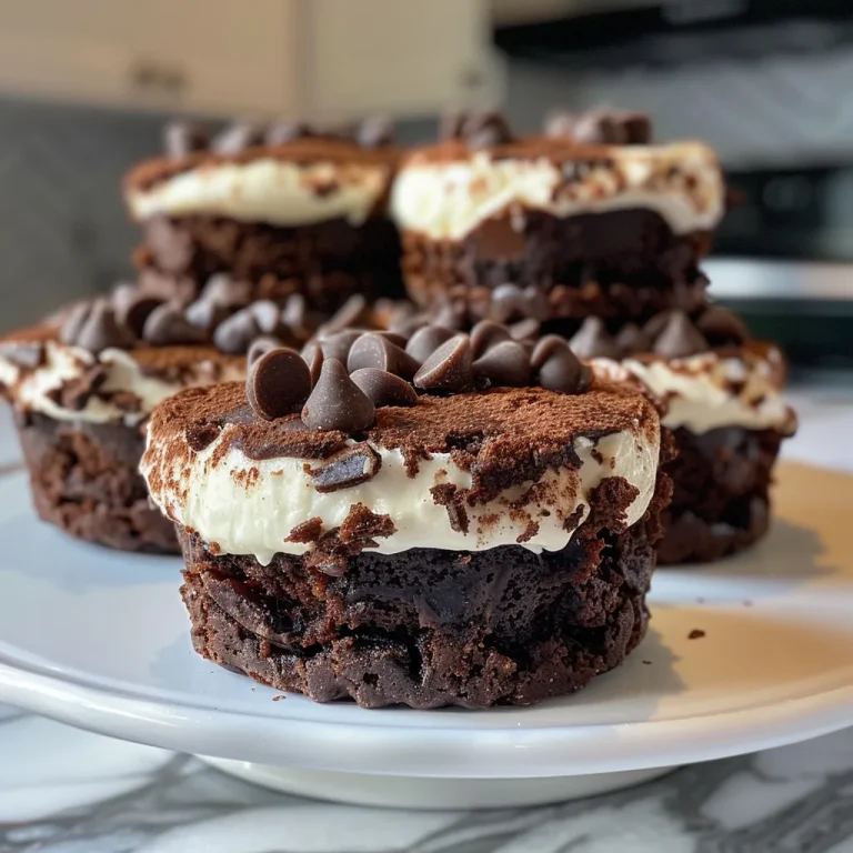 Close-up of Brownie Cheesecake Cups with a rich chocolate top.