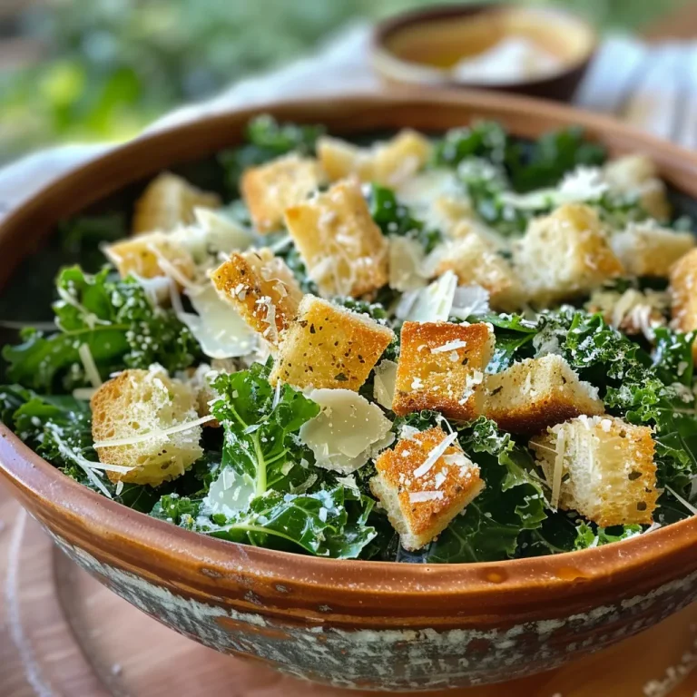 Salada Caesar de Couve: Uma Explos o de Sabor e Frescor para Seu Almo o! Salada Caesar de couve com ingredientes frescos em close.