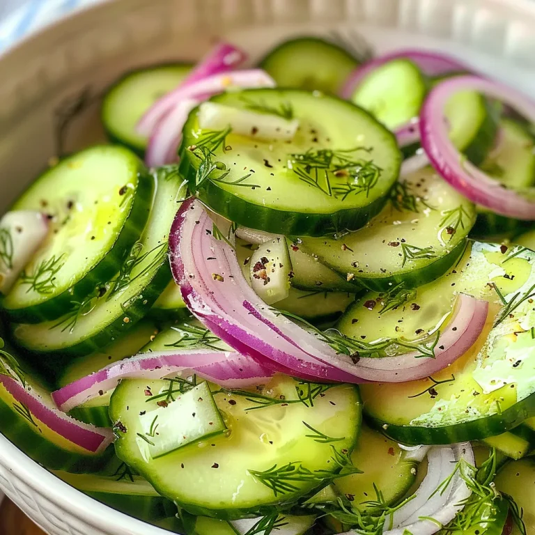Salada cremosa de pepino com molho de iogurte grego, apresentada em um prato raso.