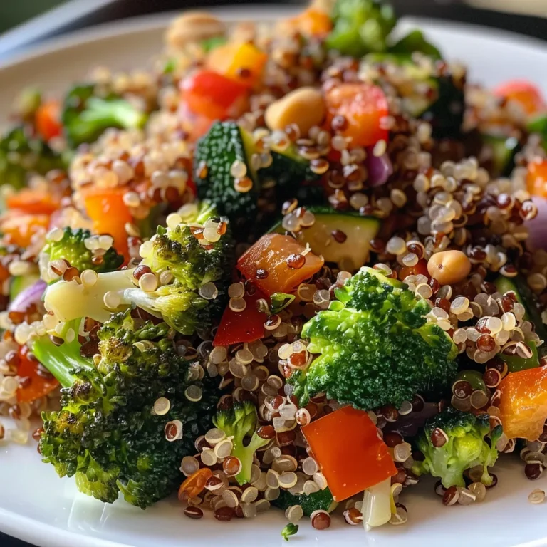 Salada de Quinoa Colorida: Sabor e Sa de em Cada Garfada! Salada de quinoa colorida com legumes assados, vista lateral.