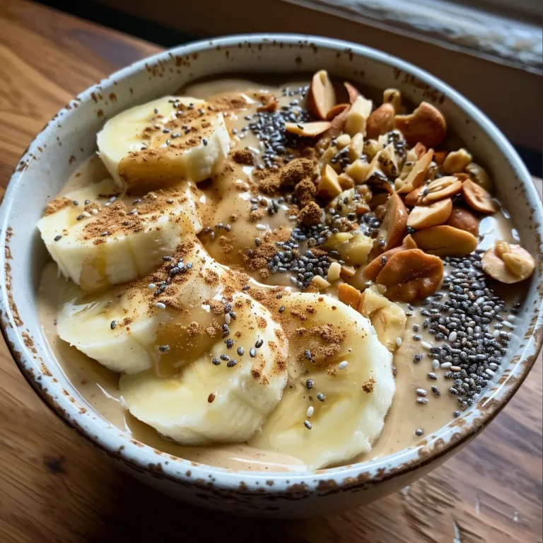 Close-up de um smoothie bowl de biotina, com camadas vibrantes de ingredientes variados.