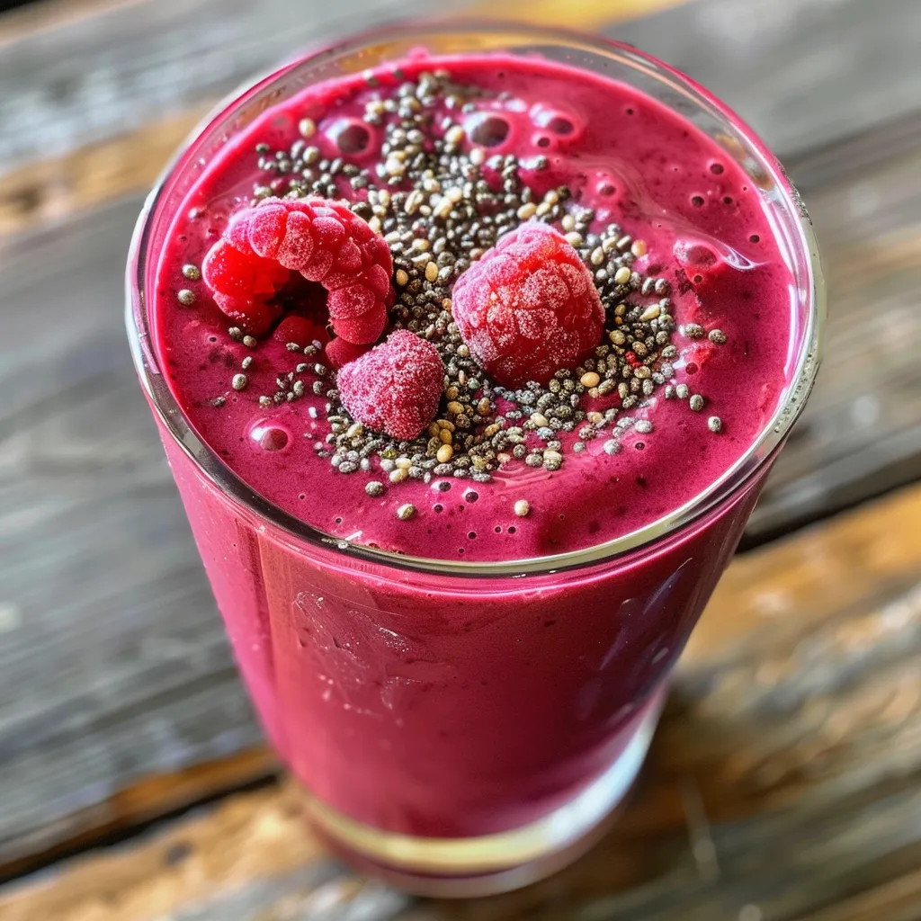 Smoothie de manga e aveia com textura cremosa, visto lateralmente.