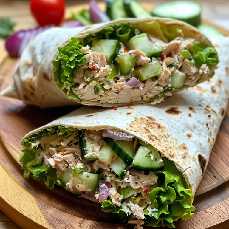 Close-up of a juicy tuna wrap filled with fresh ingredients.