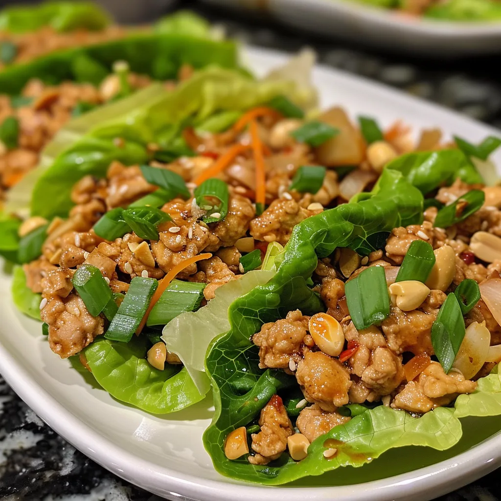 Porção de wraps de frango com ingredientes frescos visíveis ao lado.