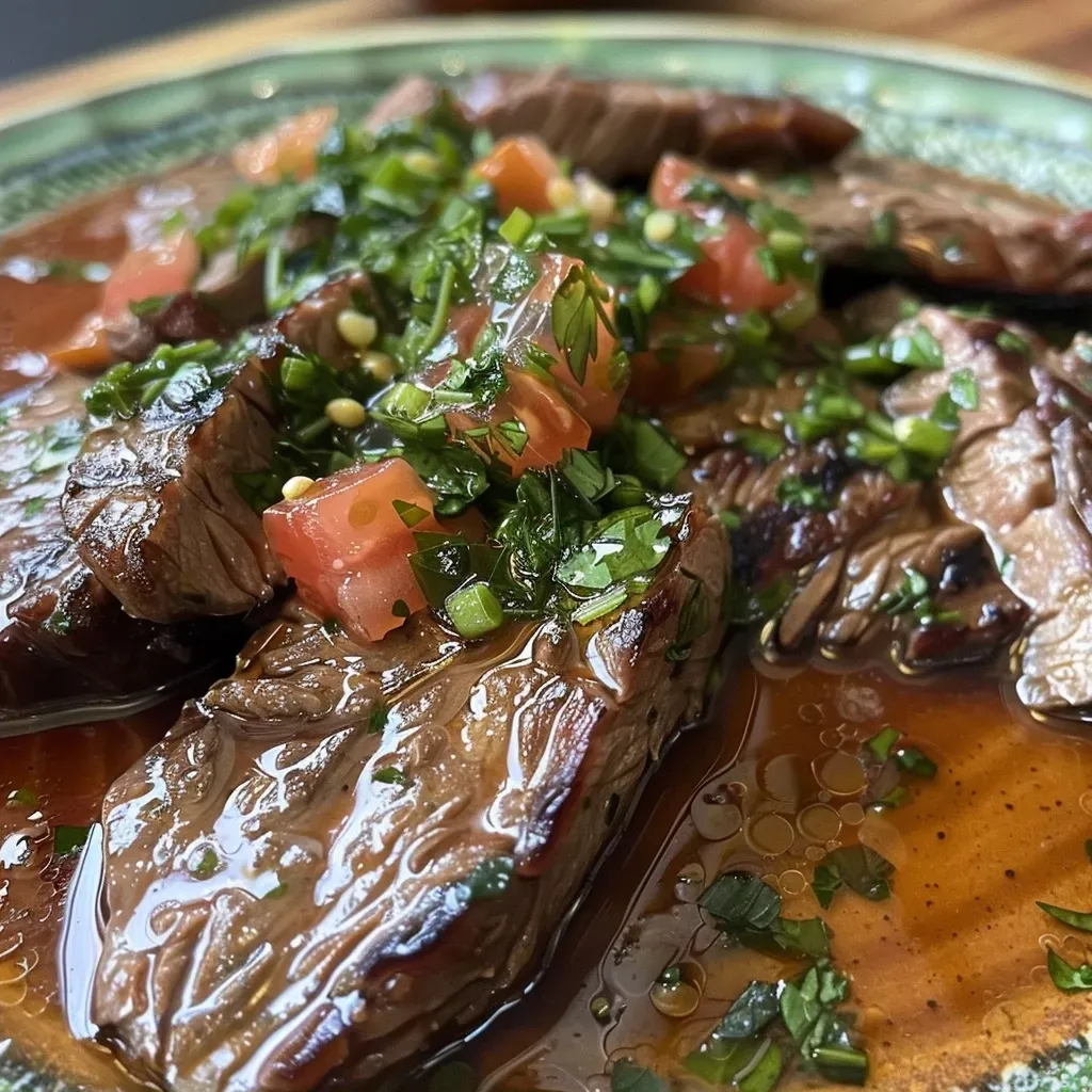 ['Bifes de peru recheados com queijo e molho de tomate.', 'Preparação de bifes de peru em um prato, com molho vermelho.', 'Close-up de bifes de peru recheados em uma cama de molho de tomate.', 'Porção de bifes de peru com espinafre e queijo, cobertos com molho.']