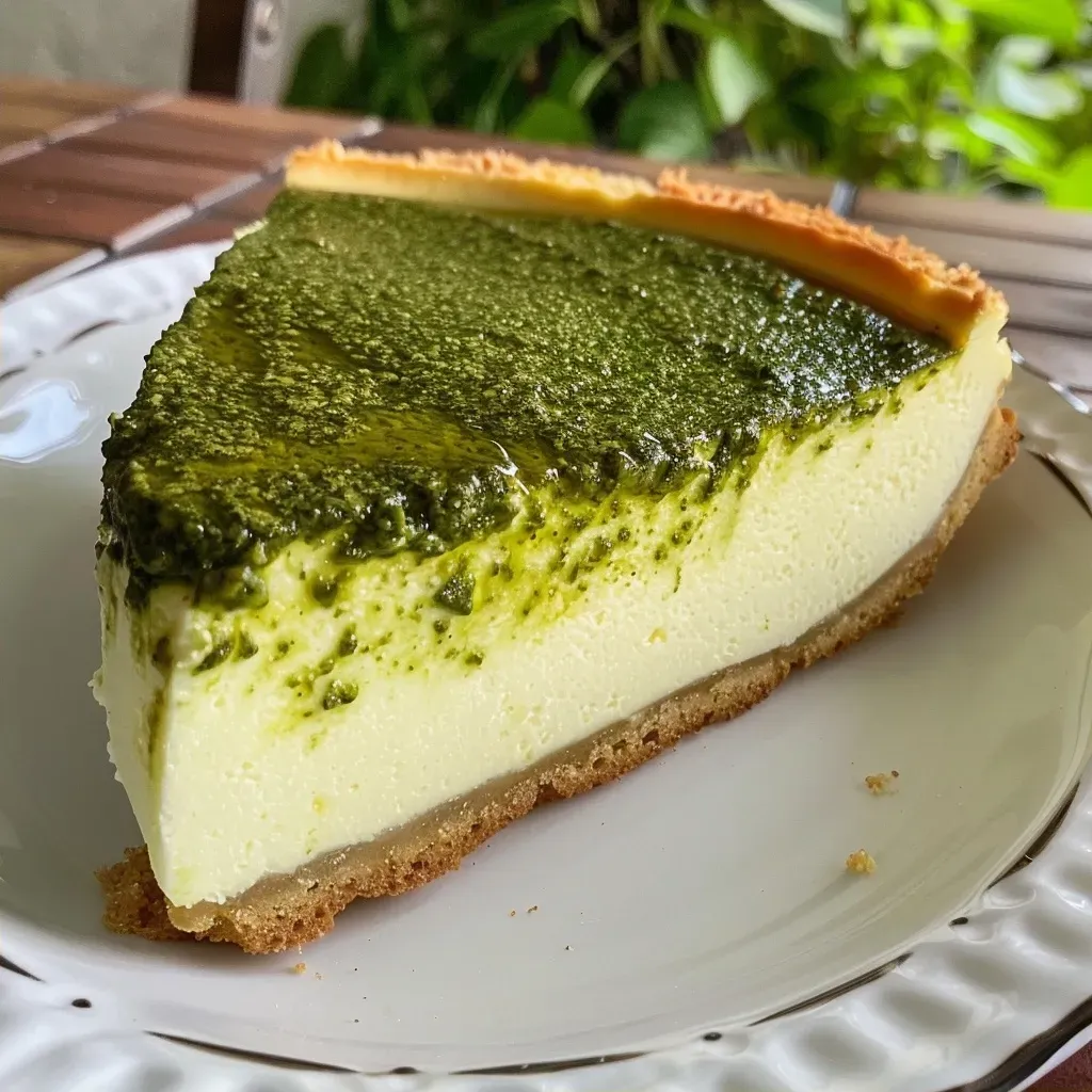 ['Cheesecake al pesto com crosta de grissini.', 'Close-up de cheesecake salgado com pesto.', 'Fatia de cheesecake al pesto em vista lateral.', 'Detalhe de cheesecake al pesto decorado.']