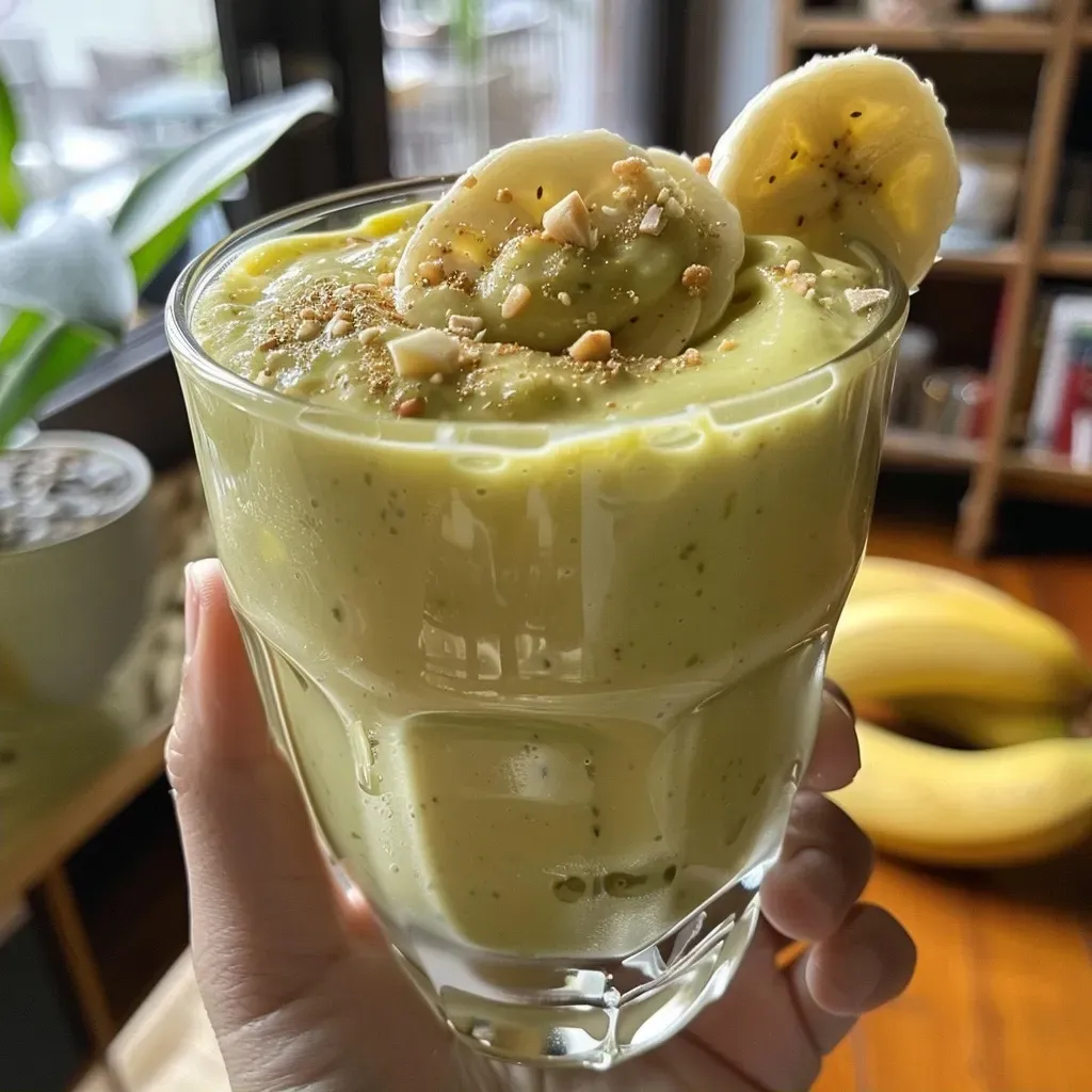 ['Creme de abacate em um vidro com pedaços de banana e canela.', 'Close-up de creme de abacate cremoso com leite e aveia.', 'Taça de creme de abacate decorada com canela e gelo.', 'Mistura verde vibrante de abacate e banana em um recipiente.']