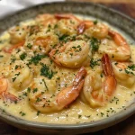 ['Creme de camarão cremoso com camarões suculentos.', 'Prato de creme de camarão com ingredientes frescos.', 'Close de creme de camarão em prato raso.', 'Creme de camarão servido em tigela, decorado com cheiro-verde.']