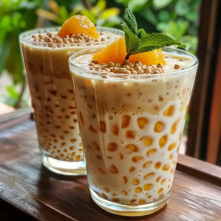 ['Creme de tapioca com pedaços de manga e maracujá em um recipiente.', 'Close up de um creme de tapioca decorado com frutas tropicais.', 'Creme de tapioca com maracujá e manga, servido em uma tigela.', 'Sobremesa de creme de tapioca acompanhada de polpa de maracujá e manga.']