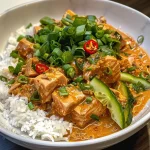 ['Prato de curry de atum com coco em close-up.', 'Curry de atum e coco servido em um prato fundo.', 'Detalhe de curry de atum com ingredientes frescos ao redor.', 'Curry cremoso de atum com coco, visto de lado.']