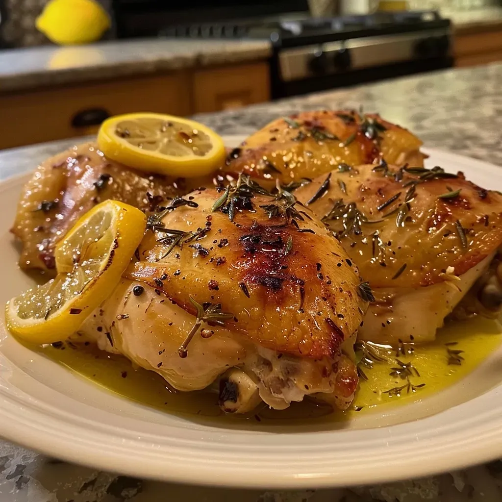 ['Frango grelhado com limão e ervas, suculento e dourado.', 'Close-up de frango grelhado com temperos de limão e ervas frescas.', 'Porção de frango grelhado, apresentado com limão e ervas.', 'Prato de frango grelhado com um toque de limão e ervas aromáticas.']