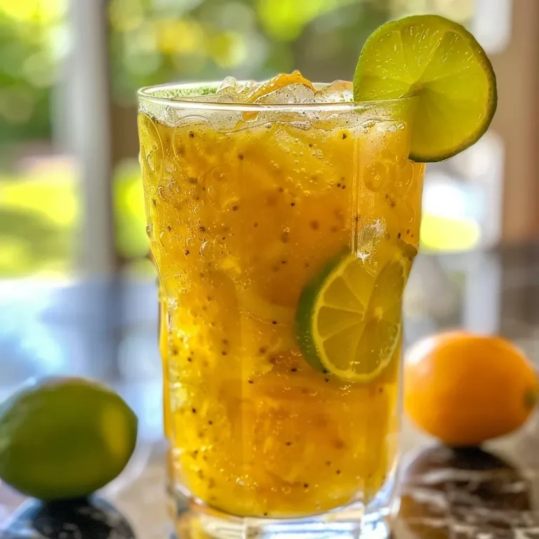 ['Limonada de maracujá em um copo com gelo.', 'Close-up de limonada refrescante com maracujá.', 'Bebida de limonada de maracujá servida em copo.', 'Limonada de maracujá decorada com fatias de limão.']