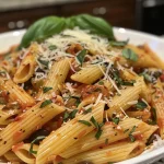['Close-up de prato de massa penne mediterrânea.', 'Porção de penne com molho de tomate e azeitonas.', 'Massa penne com ingredientes frescos, vista lateral.', 'Prato saboroso de penne mediterrânea com ervas.']