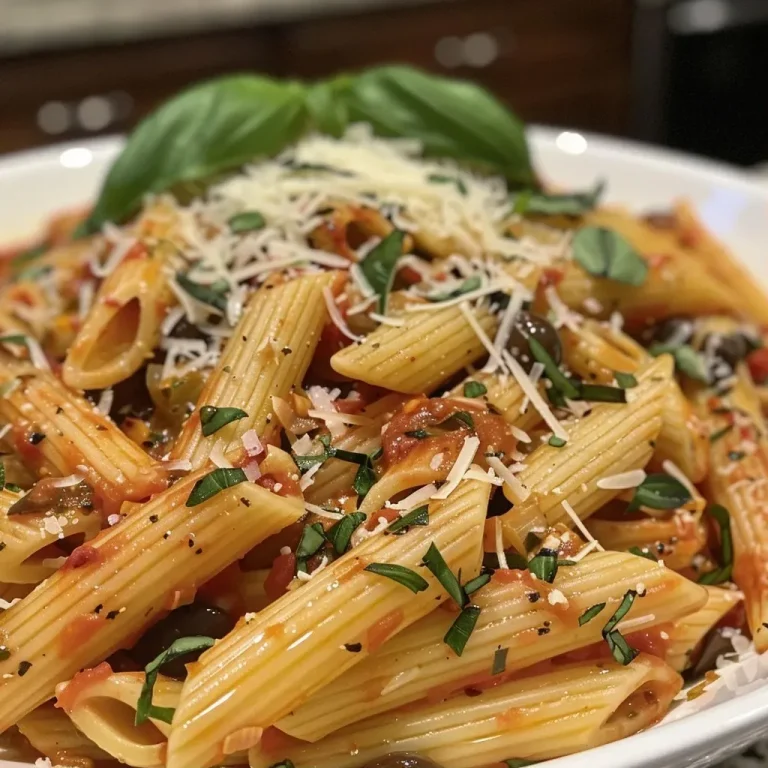 ['Close-up de prato de massa penne mediterrânea.', 'Porção de penne com molho de tomate e azeitonas.', 'Massa penne com ingredientes frescos, vista lateral.', 'Prato saboroso de penne mediterrânea com ervas.']