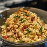 ['Molho de macarrão cremoso com leite de coco e tomates secos.', 'Close-up de molho de macarrão com leite de coco e temperos.', 'Apresentação de molho de macarrão à base de leite de coco.', 'Detalhe do molho de macarrão com leite de coco e alho.']