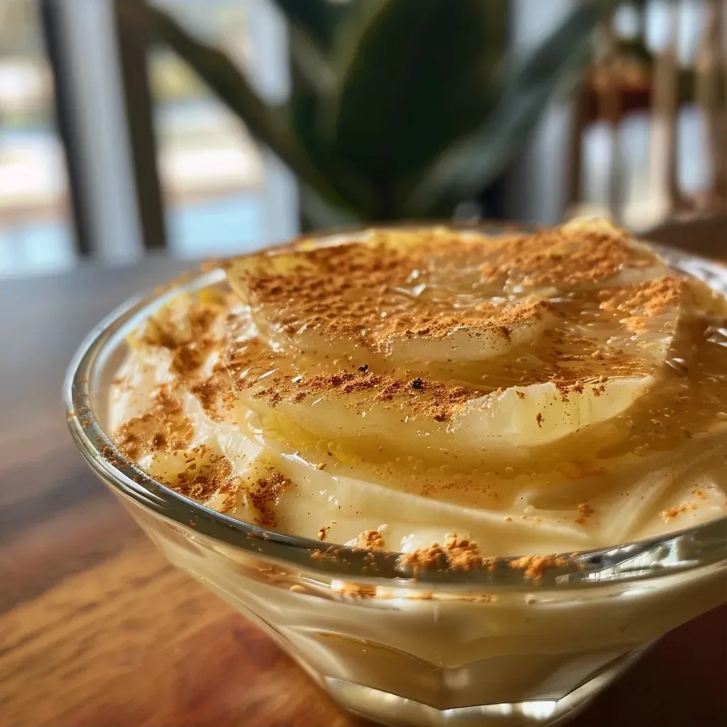 ['Mousse de manga saudável em recipiente transparente.', 'Close de mousse de manga decorada com hortelã.', 'Mousse de manga saudável com textura cremosa.', 'Porção de mousse de manga com limão na superfície.']