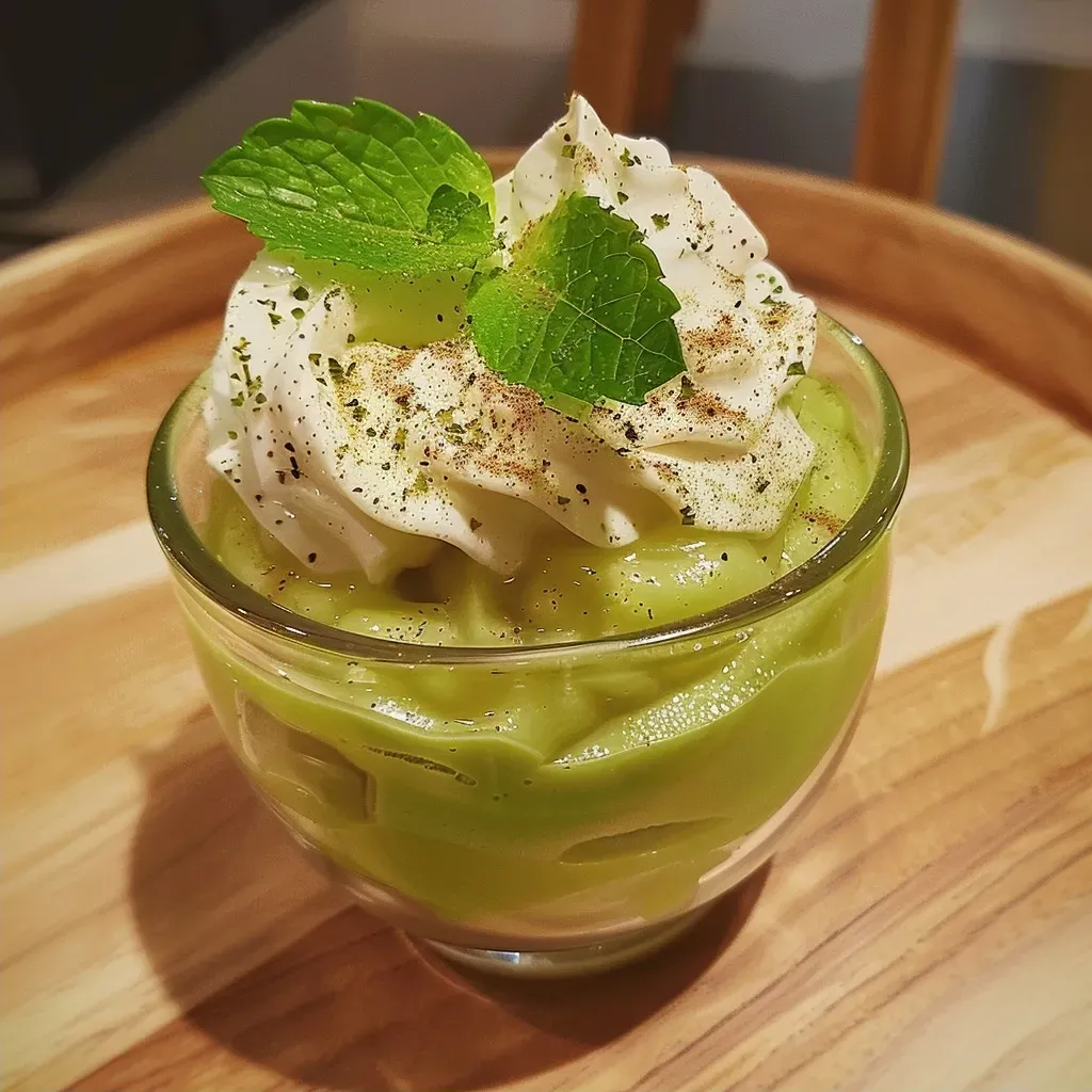 ['Mousse de milho verde com goiabada em uma taça.', 'Close up de mousse de milho com calda de goiabada.', 'Porção de mousse de milho verde coberta com goiabada.', 'Mousse cremosa de milho verde ao lado de pedaços de goiabada.']