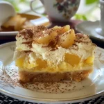 ['Pavê de mousse de maracujá em camadas, com biscoitos.', 'Close-up de pavê de mousse de maracujá com recheio cremoso.', 'Camadas de mousse de maracujá e biscoitos Maisena em um prato.', 'Pavê de maracujá apresentado de lado, mostrando textura.']