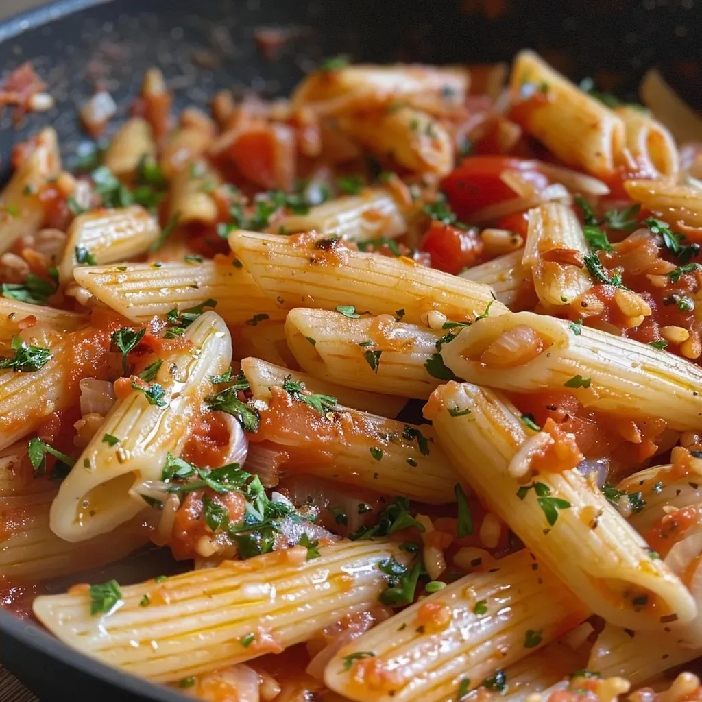 ['Prato de penne mediterrâneo com muçarela de búfala e manjericão.', 'Close-up de penne mediterrâneo com tomate e alho, decorado com manjericão.', 'Porção de penne mediterrâneo com molho de tomate e muçarela de búfala.', 'Prato de pasta penne com ingredientes frescos do Mediterrâneo.']