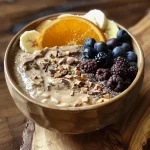 ['Pudding de chia com frutas frescas e chocolate.', 'Bowl de pudding proteico com sementes de chia e frutas.', 'Close-up de uma sobremesa saudável de chia com toppings de frutas.', 'Pudding de chia decorado com laranja e chocolate.']