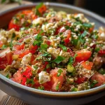 ['Salada grega de atum com vegetais frescos em uma tigela.', 'Close-up de uma salada grega de atum com tomates, azeitonas e queijo feta.', 'Salada grega colorida com atum, alface, pepino e cebola roxa.', 'Prato de salada grega de atum, mostrando ingredientes frescos e vibrantes.']