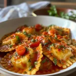['Salsa vermelha vibrante em um prato, com ingredientes frescos ao fundo.', 'Close de um molho para ravioli, com textura suculenta e colorida.', 'Prato de salsa caseira, destacando tomatinhos e ervas aromáticas.', 'Molho para ravioli em detalhes, com alho e cebola visíveis.']
