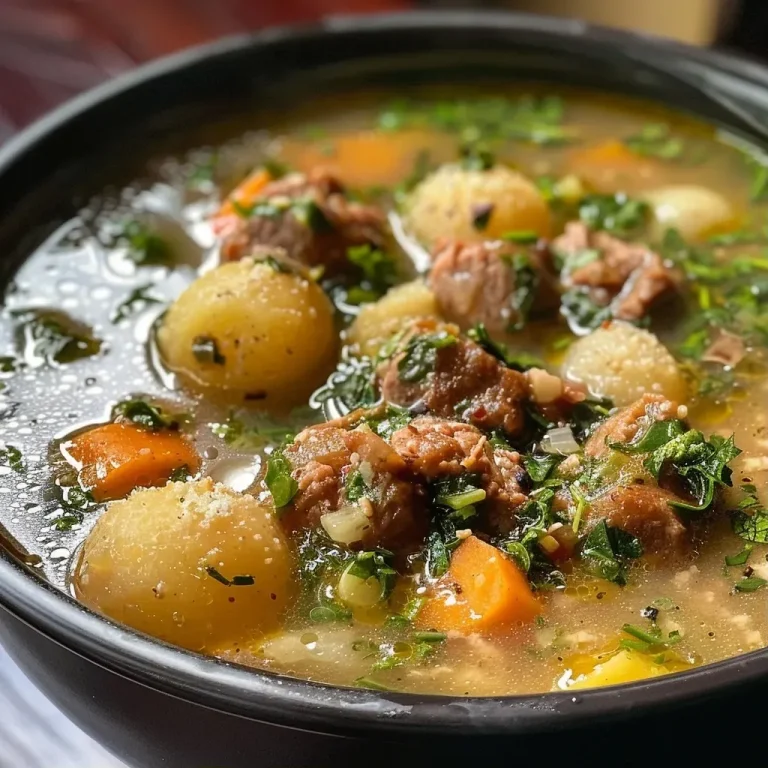 ['Sopa de albóndigas de milho em um prato, com legumes coloridos.', 'Close-up de sopa de albóndigas de maíz, mostrando a textura dos ingredientes.', 'Tigela de sopa de albóndigas de milho, com ervas frescas ao redor.', 'Detalhe de sopa de albóndigas, evidenciando os pedaços de carne e vegetais.']
