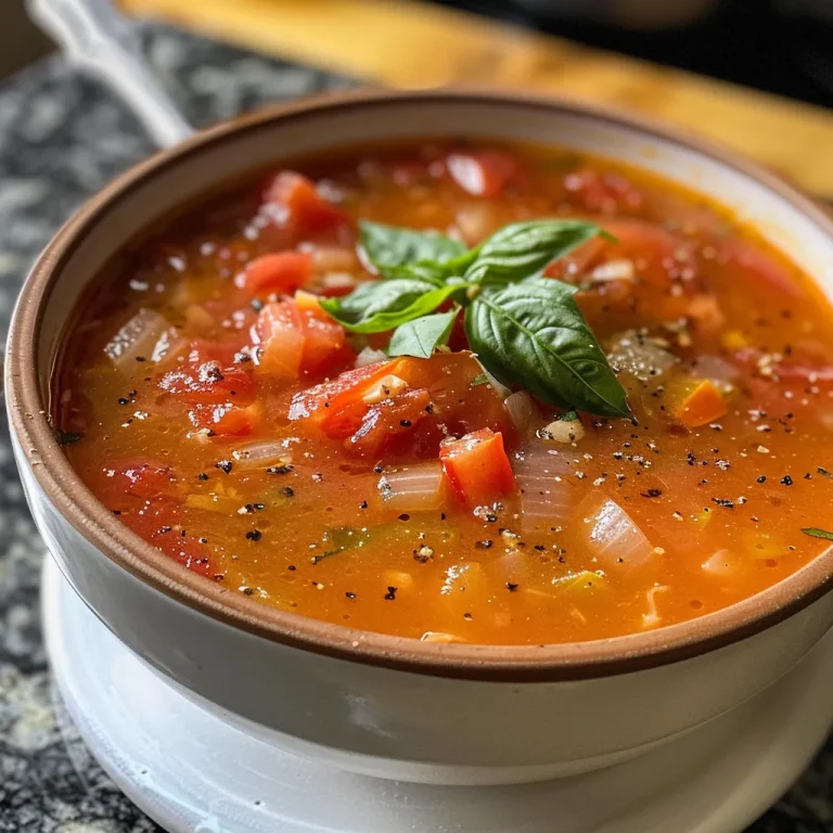 ['Sopa de tomate assado com ervas frescas.', 'Close de sopa de tomate cremosa com manjericão.', 'Atraente sopa de tomate com pedaços de tomate e alho.', 'Prato de sopa de tomate assado com ingredientes frescos.']