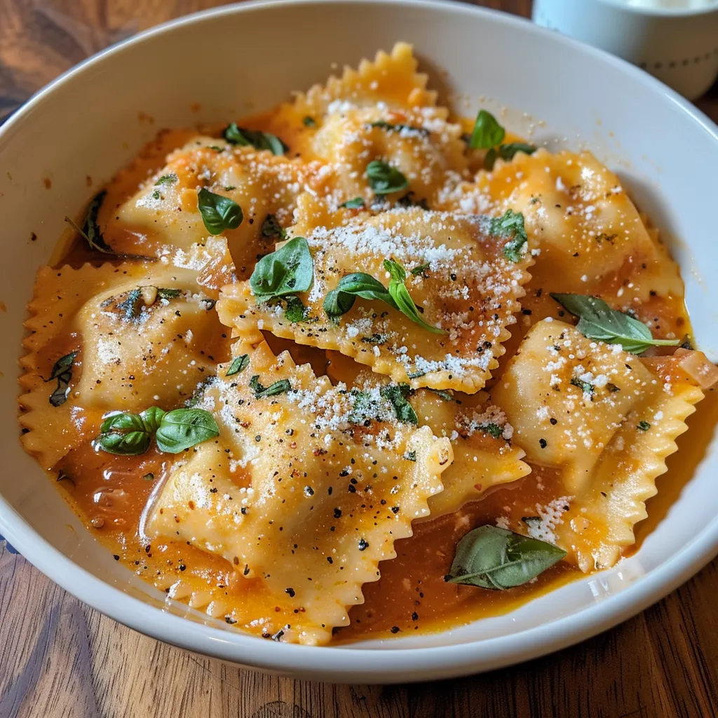 ['Molho caseiro para ravioli em uma tigela.', 'Close de molho de tomate com alho e manjericão.', 'Tigela com molho de ravioli cremoso e ingredientes frescos.', 'Molho de ravioli caseiro com ervas e queijo parmesão.']