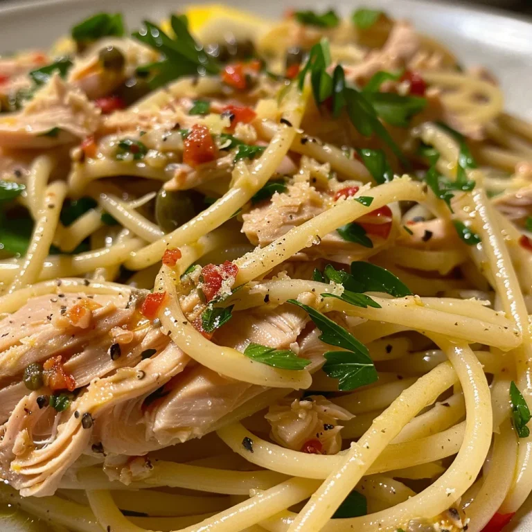 ['Prato de massa com atum e vegetais frescos.', 'Close de massa mediterrânea com atum e temperos.', 'Espaguete com atum, arúgula e ervas em uma tigela.', 'Prato colorido de massa com atum, limão e capers.']