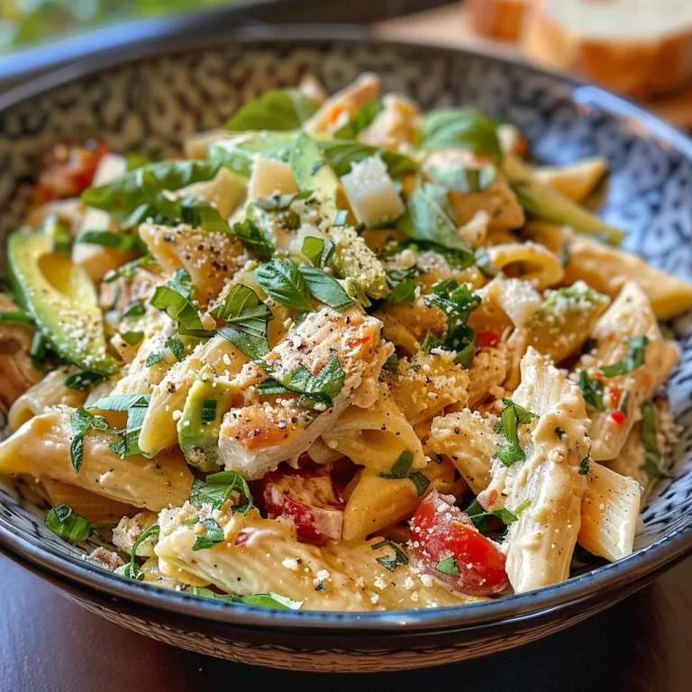['Prato de massa cremosa de abacate com frango em destaque.', 'Close de massa com molho de abacate e pedaços de frango.', 'Porção de pasta de abacate decorada com ervas frescas.', 'Detalhe de prato com massa cremosa e frango desfiado.']