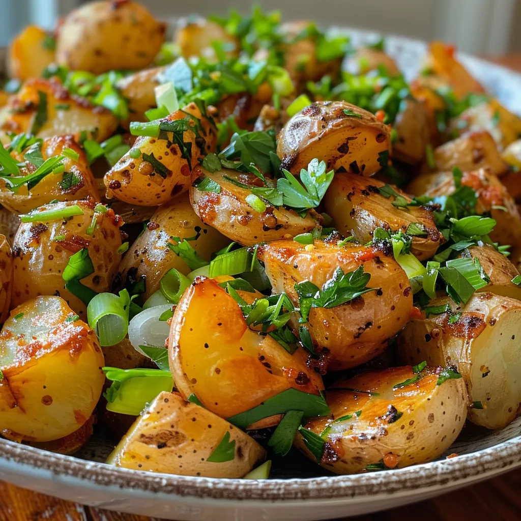 ['Salada de batata com limão em close.', 'Detalhe de salada de batata e temperos.', 'Salada de batata com cebola verde e salsinha.', 'Salada fresca de batata com limão e especiarias.']