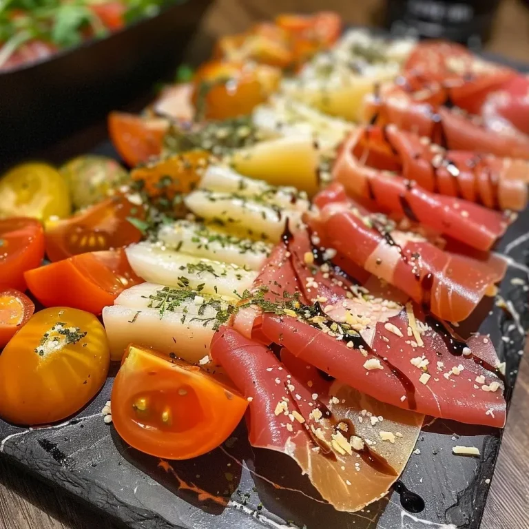 ['Prato de antipasto mediterrâneo com tomate seco, azeitonas e queijo parmesão.', 'Close de antipasto mediterrâneo, destacando ingredientes como alho e salsinha.', 'Composição de antipasto mediterrâneo com azeite e vinagre balsâmico.', 'Mistura colorida de ingredientes tradicionais do antipasto mediterrâneo.']