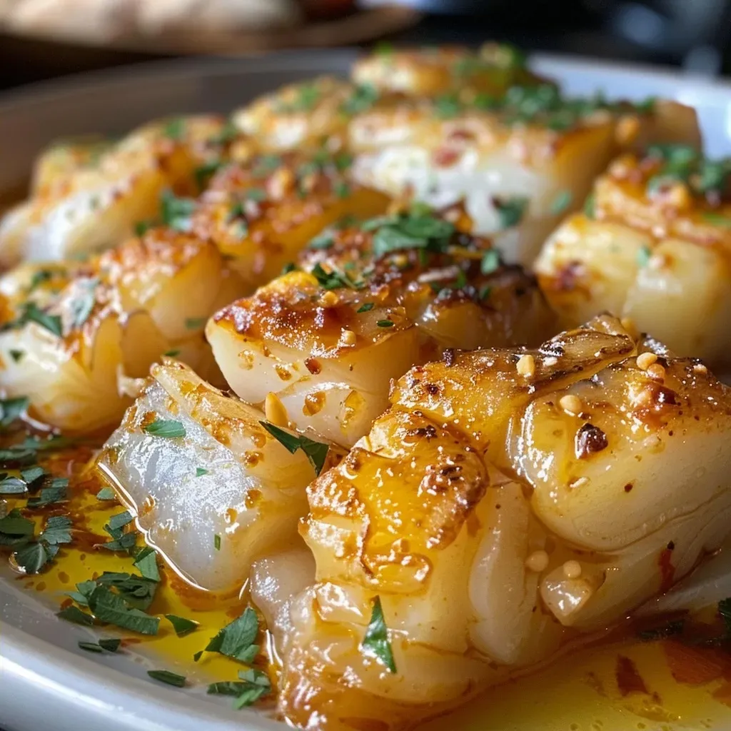 ['Close-up de bacalhau à portuguesa com batatas e pimentões.', 'Prato de bacalhau desfiado com batatas e azeitonas.', 'Bacalhau à portuguesa servido com pimentões vermelhos.', 'Detalhe de batatas e bacalhau em uma receita tradicional.']