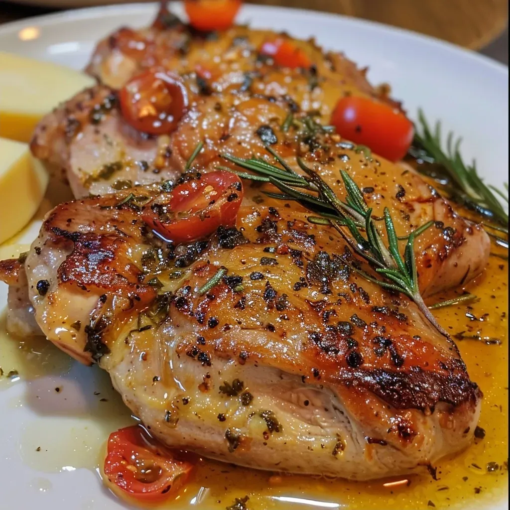 ['Bifes de frango suculentos em molho cremoso de cogumelos.', 'Close de bifes de frango cobertos por molho de cogumelos.', 'Prato de bifes de frango em um molho cremoso e aromático.', 'Bifes de frango em destaque com molho cremoso de cogumelos.']